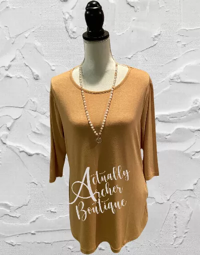 Mustard Crewneck 3/4 Sleeve